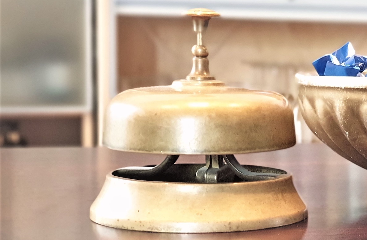 An old style brass service bell.