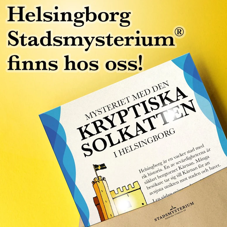 Helsingborg Stdasmysterium finns hos oss! Mysteriet med den Kryptiska Solkatten i Helsingborg.
