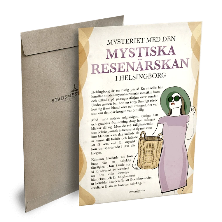 Infoblad för mysteriet med den mystiska resenärskan.