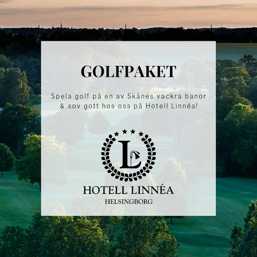 Golfpaket. Spela golf på en av Skånes vackra banor och sov gott hos oss på Hotell Linnéa!